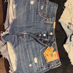 Levi's Blue Distressed Denim Shorts